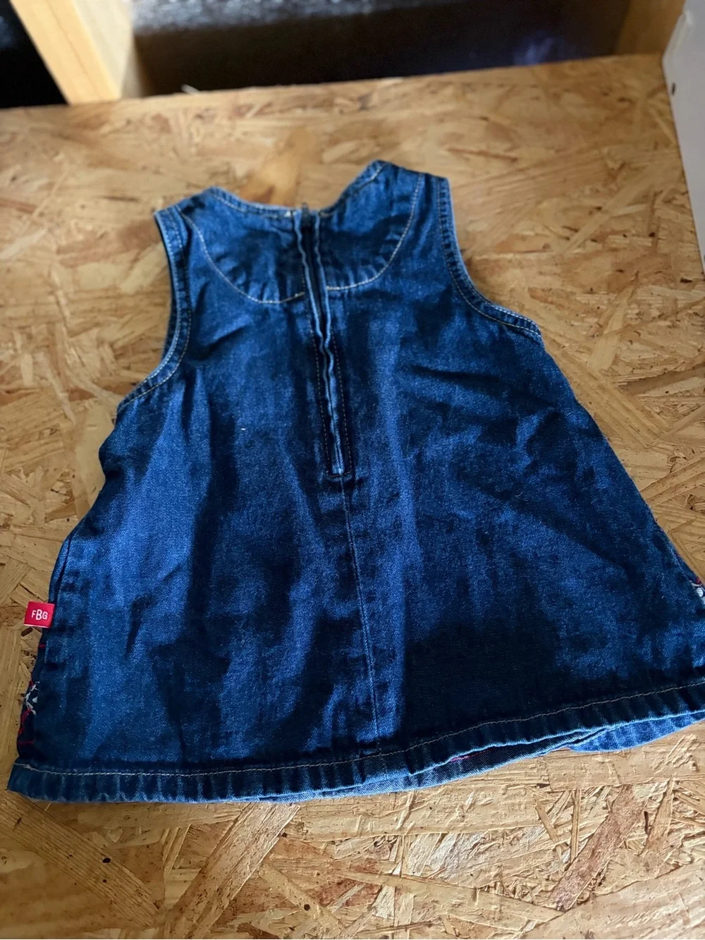 Faded Glory Dark Blue Denim Embroidered Tank Dress 12M